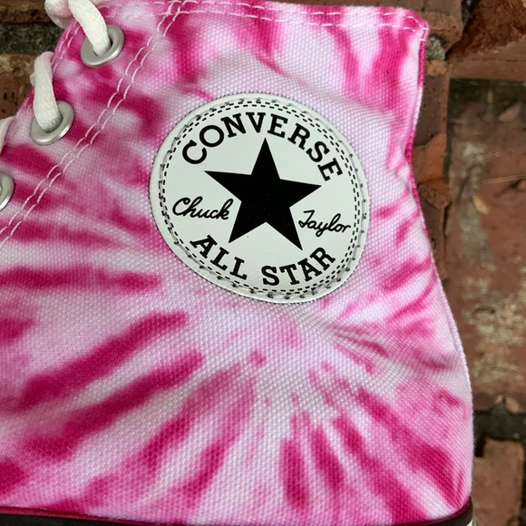 Converse Chuck Taylor All Star Twisted Summer Pink Tye Dye High Top Sneakers. - Picture 9 of 12